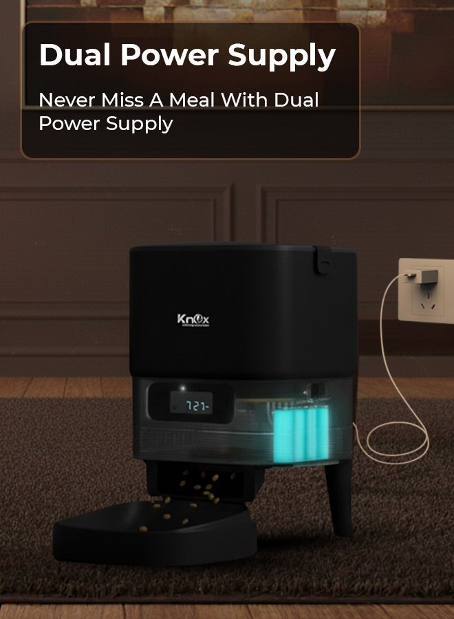 Knox Powering Generations 4L Automatic Pet Feeder for Cats & Dogs, Programmable Timer, Portion Control, Dual Power, Waterproof Design, Built-in Desiccant Box, Food Stuck Sensor, Anti Ant Technology - Image 4