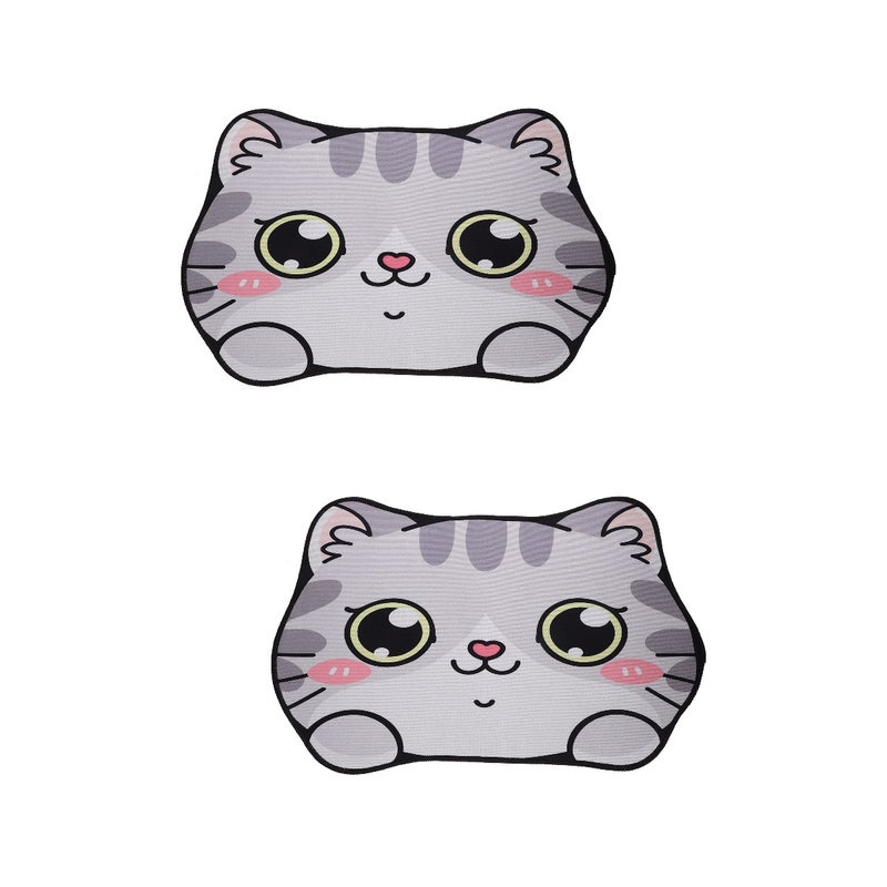 2pcs Lovely Pet Feeding Mat Cartoon Cat Design Pet Food Bowl Mat Easy Cleaning Quick Dry Pet Water Bowl Mat - Image 1