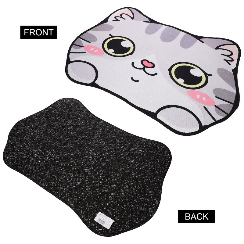 2pcs Lovely Pet Feeding Mat Cartoon Cat Design Pet Food Bowl Mat Easy Cleaning Quick Dry Pet Water Bowl Mat - Image 4