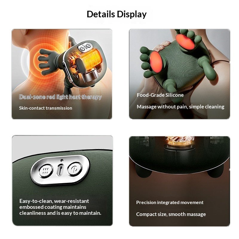 Shoulder and neck massager, fully automatic and efficient human hand kneading hot compress massager (green) - Image 2