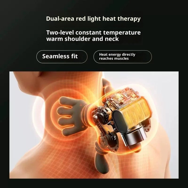 Shoulder and neck massager, fully automatic and efficient human hand kneading hot compress massager (green) - Image 3
