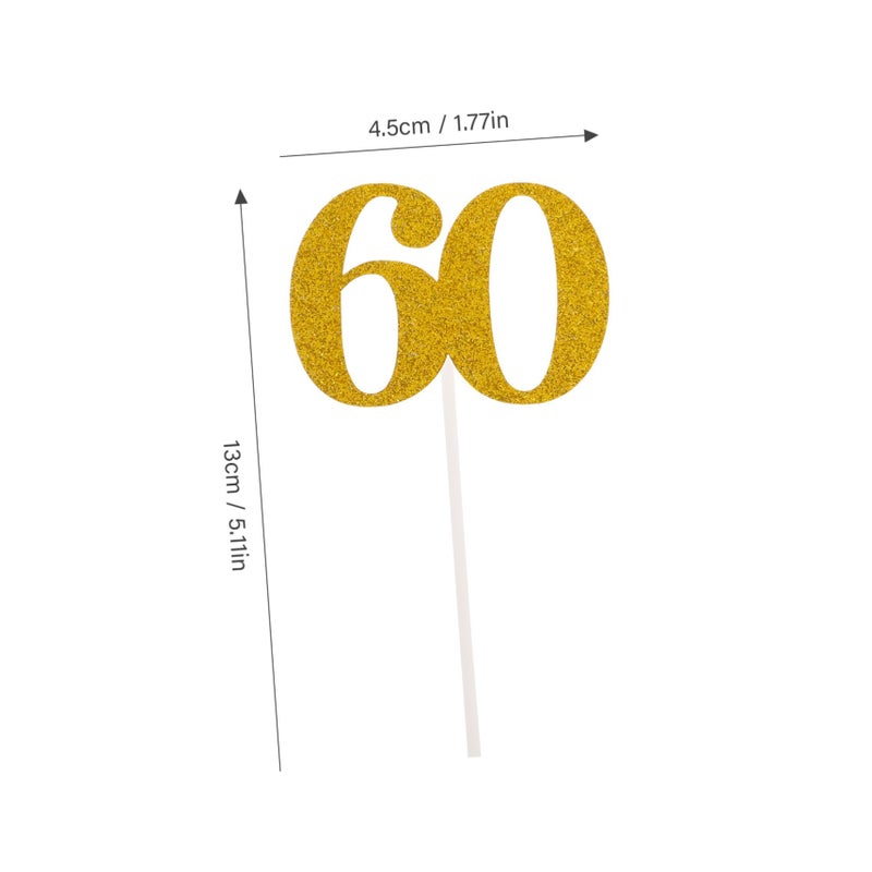 60 Golden Glitter Number Cupcake Toppers For Birthdays Weddings Party Cake Decoration Picks - Image 3