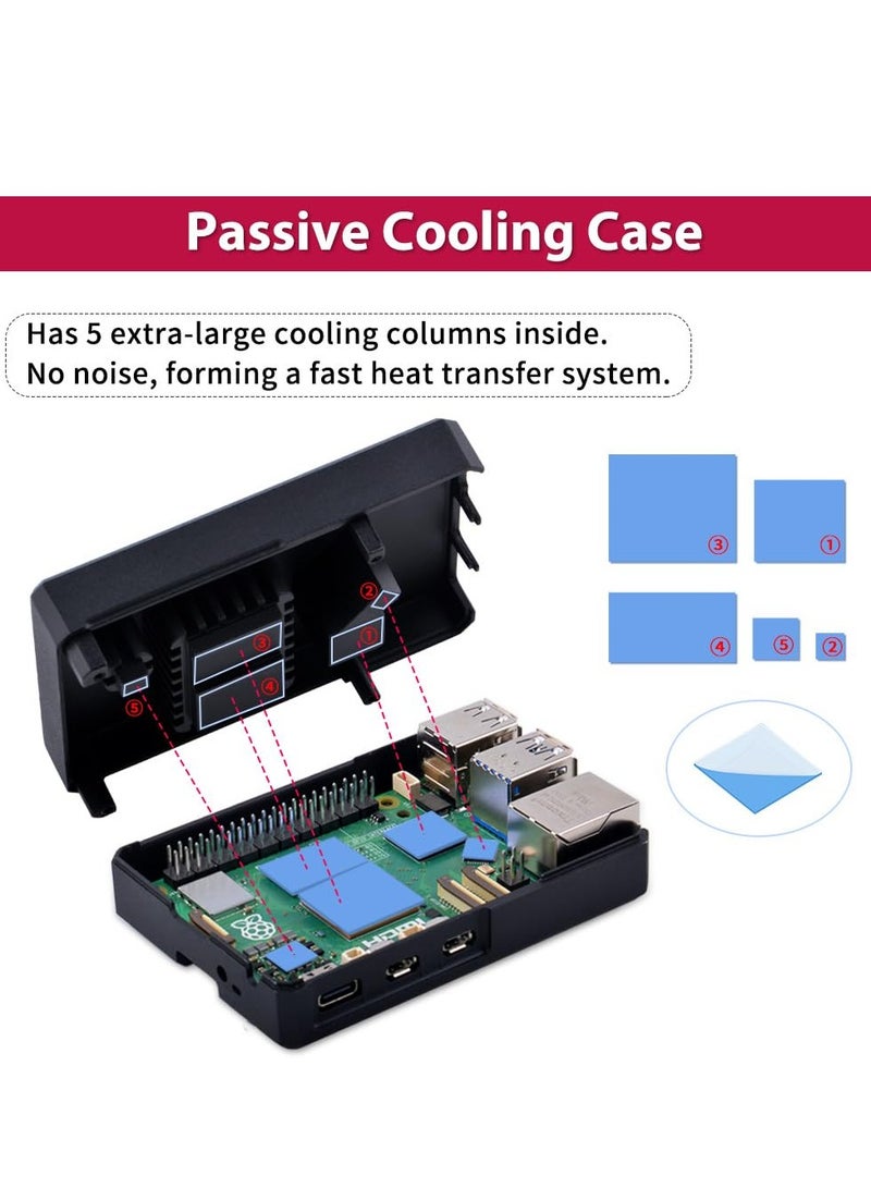 Excefore Raspberry Pi 5 Armor Case with Passive Cooling, Aluminum Metal Case with Heat-Conducting Sticker Heatsink Cooler for Raspberry Pi 5 4GB/8GB - Image 4