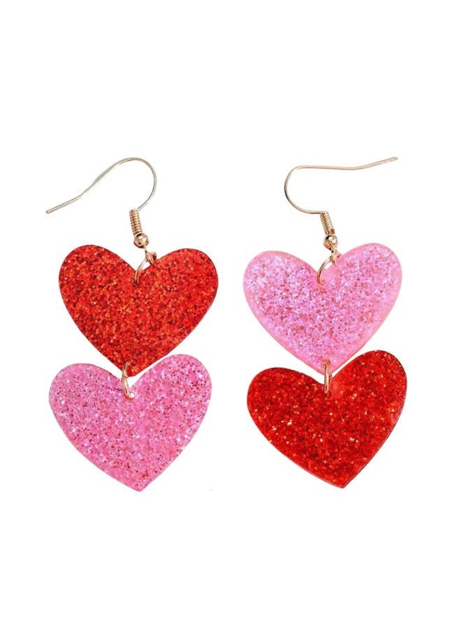 Cifudec Heart Earrings Dangle Valentine's Day Earrings Heart Earrings Cute Love Dangling Heart Earrings for Women, Normal, Acrylic, No Gemstone - Image 1