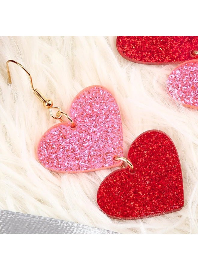 Cifudec Heart Earrings Dangle Valentine's Day Earrings Heart Earrings Cute Love Dangling Heart Earrings for Women, Normal, Acrylic, No Gemstone - Image 5