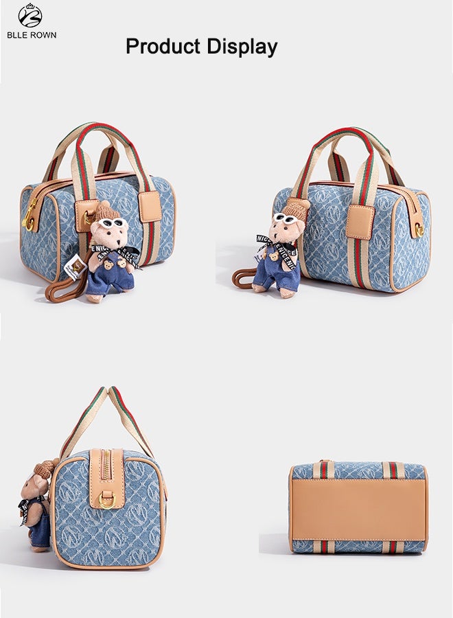 BLLE ROWN Women Mini Crossbody Bag with Bear Keychain Small Shoulder Handbag Adjustable Strap Stylish Compact Bag for Daily Use Shopping Travel Gift - Image 4