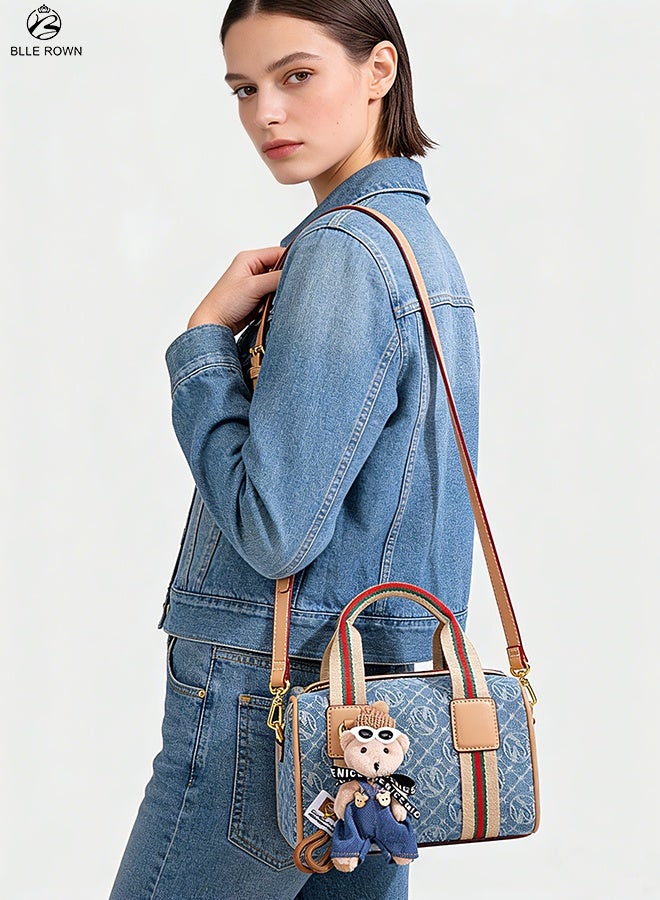 BLLE ROWN Women Mini Crossbody Bag with Bear Keychain Small Shoulder Handbag Adjustable Strap Stylish Compact Bag for Daily Use Shopping Travel Gift - Image 2
