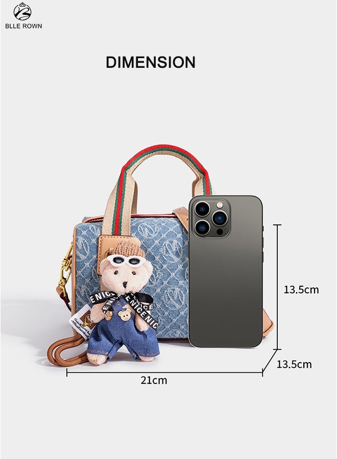 BLLE ROWN Women Mini Crossbody Bag with Bear Keychain Small Shoulder Handbag Adjustable Strap Stylish Compact Bag for Daily Use Shopping Travel Gift - Image 3