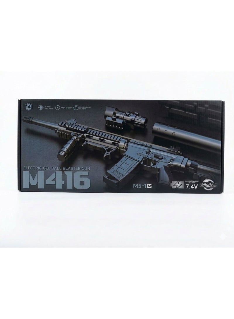 M416 Electric Gel Ball Blaster Gun, 7.4V Rechargeable Battery, Manually Automatic, Fast Shoot, Ages 14+ - Image 1