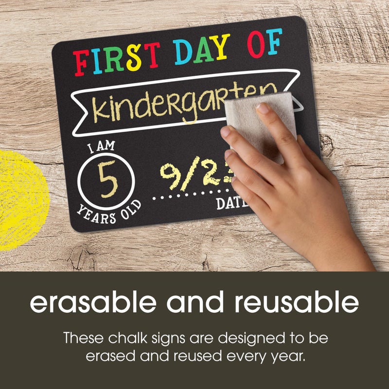 Pearhead First and Last Day Chalkboard Signs, Reusable And Erasable Chalkboard, Ideal Photo Memory Prop for School Milestones, Includes 2 Chalk Signs With White and Yellow Chalk - Image 3