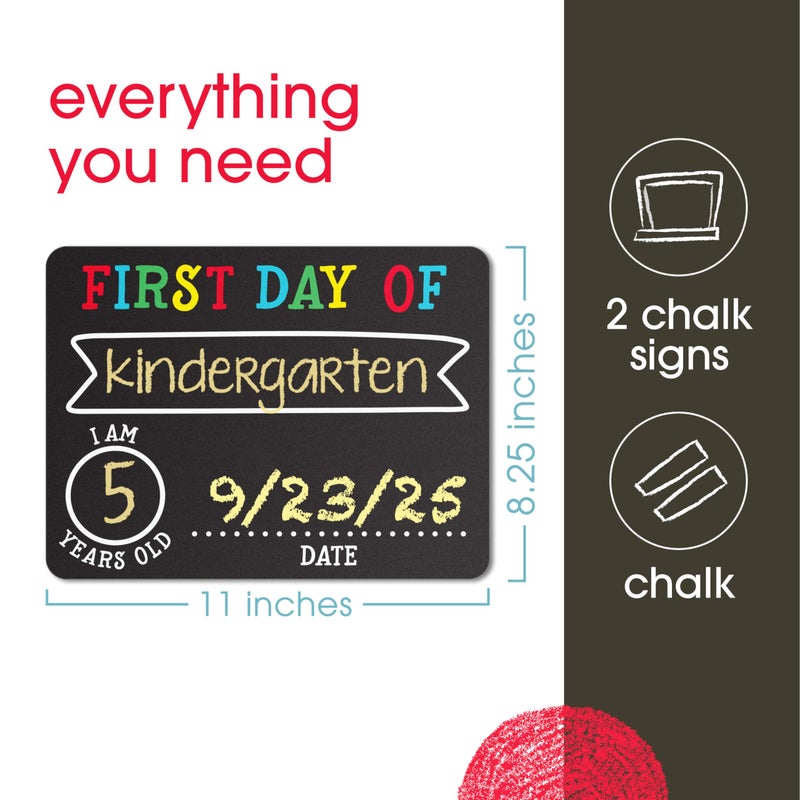 Pearhead First and Last Day Chalkboard Signs, Reusable And Erasable Chalkboard, Ideal Photo Memory Prop for School Milestones, Includes 2 Chalk Signs With White and Yellow Chalk - Image 2