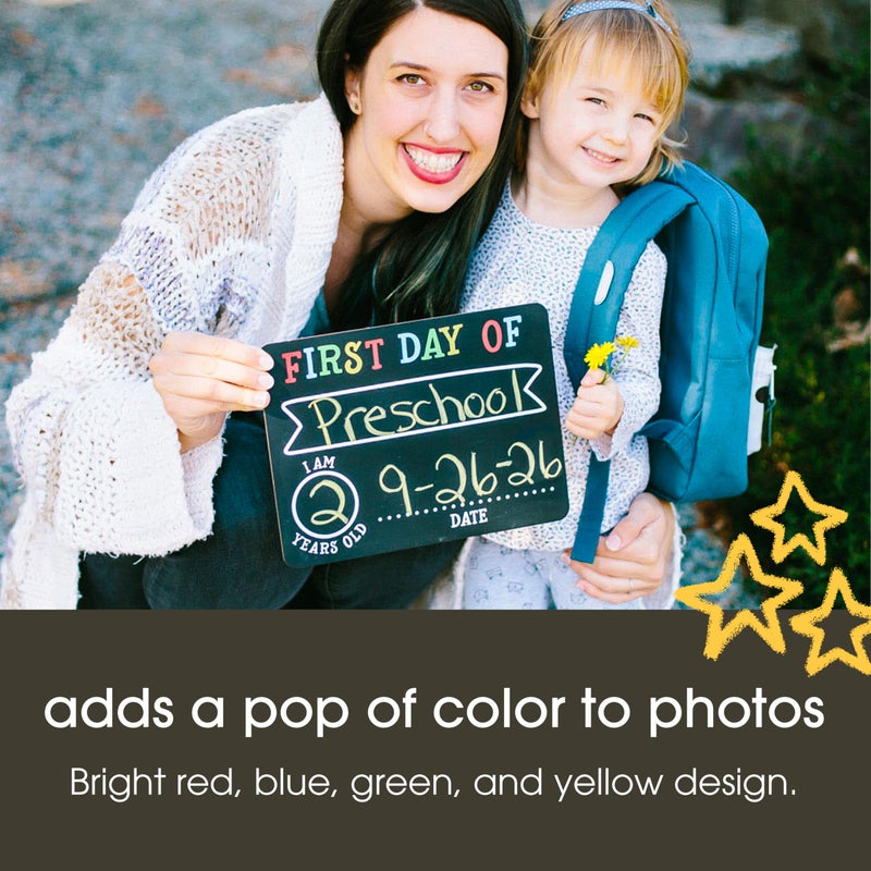 Pearhead First and Last Day Chalkboard Signs, Reusable And Erasable Chalkboard, Ideal Photo Memory Prop for School Milestones, Includes 2 Chalk Signs With White and Yellow Chalk - Image 4