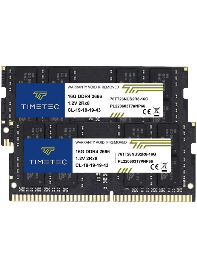 32GB KIT (2x16GB) DDR4 2666MHz (PC4-2666V) PC4-21300 SODIMM Laptop RAM – 260-Pin 1.2V CL19 Non-ECC Unbuffered Memory Module for Laptop, Notebook, Mini PC, All-in-One