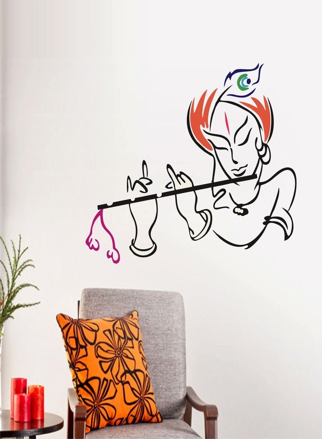 Sticker Yard Krishna with Flute Vinyl Wall Sticker for Living Room/Bedroom/Office and All Decorative Wall Stickers 73X48 CM - Image 3