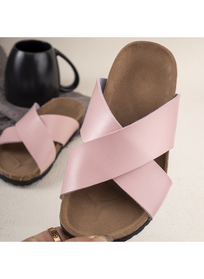 Summer Cross-strap Flat Sandals For Outdoor Wear, Casual Cork-soled Platform Shoes, Versatile For Boys And Girls, Summer Style