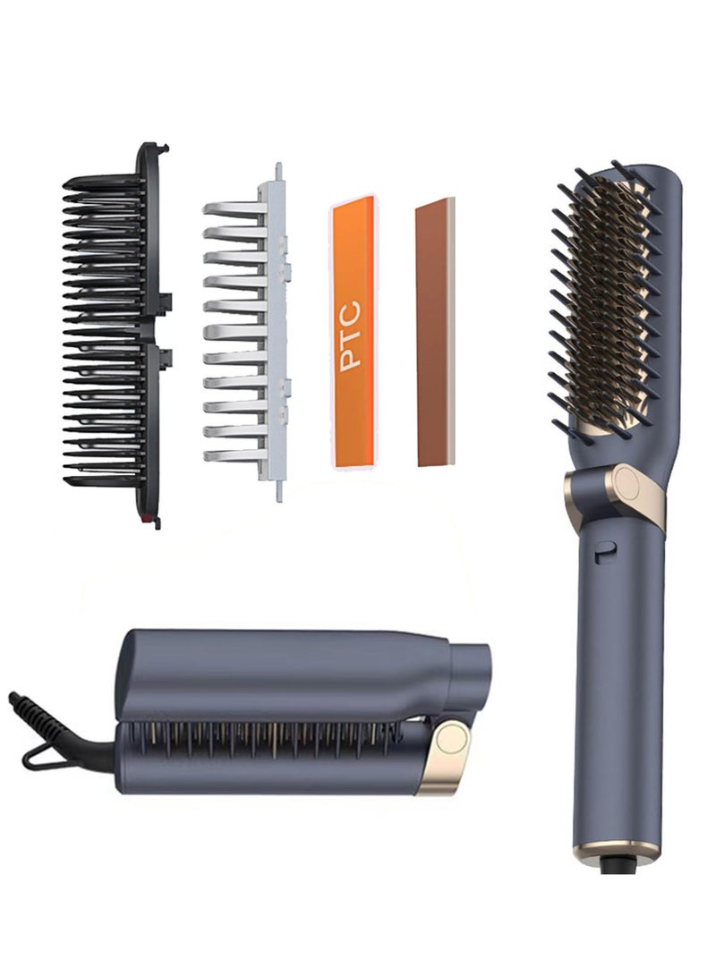 Excefore Portable Hair straightening Brush, Upgraded Hot Air Comb, Hot Air Straightener, Heated Comb Teeth, One-Touch Folding, for Women, Any Hair Type can Easily Handle (High Gray) - Image 1