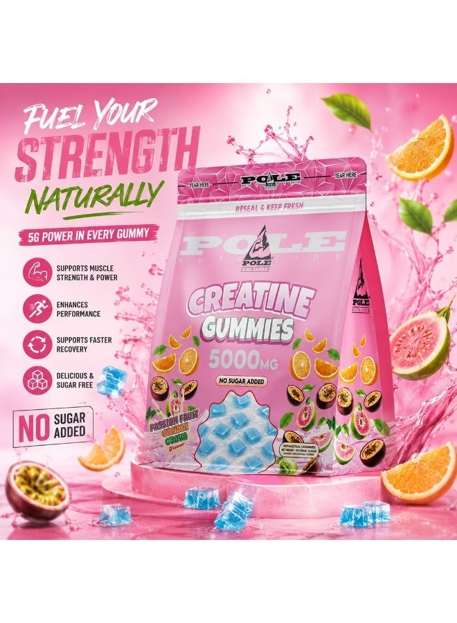 POLE NUTRITION جواهر الكرياتين 5000 ملغ - قوة العضلات والأداء (فاكهة العاطفة والبرتقال والجوافة) - Image 2