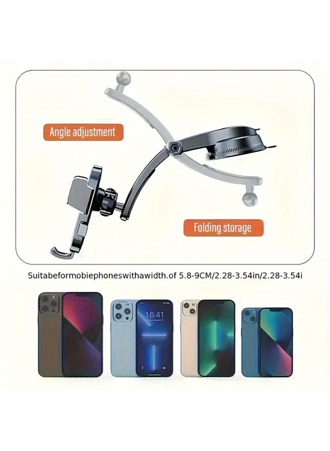 Car Dashboard Phone Holder Vertical Horizontal Adjustment 360 Degree Rotatable Mount Universal Fit All Devices Adjustable Suction Cup Mobile Navigation Black - Image 3
