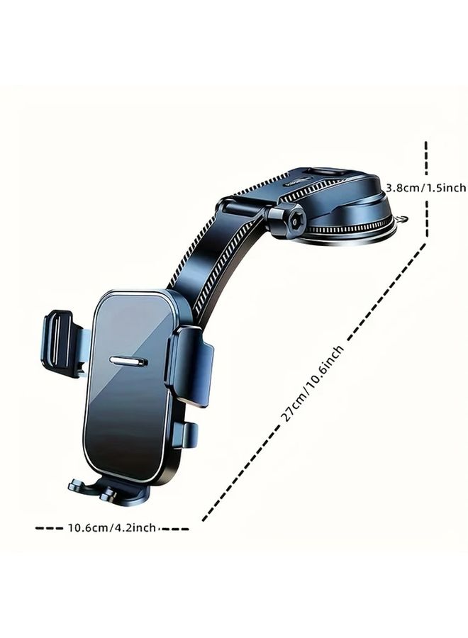 Car Dashboard Phone Holder Vertical Horizontal Adjustment 360 Degree Rotatable Mount Universal Fit All Devices Adjustable Suction Cup Mobile Navigation Black - Image 2
