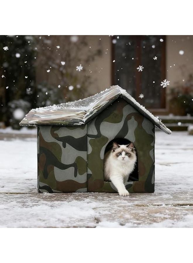 Insulated Outdoor Cat House with Cushion Winter Thermal Shelter for Patio Garden - Image 5