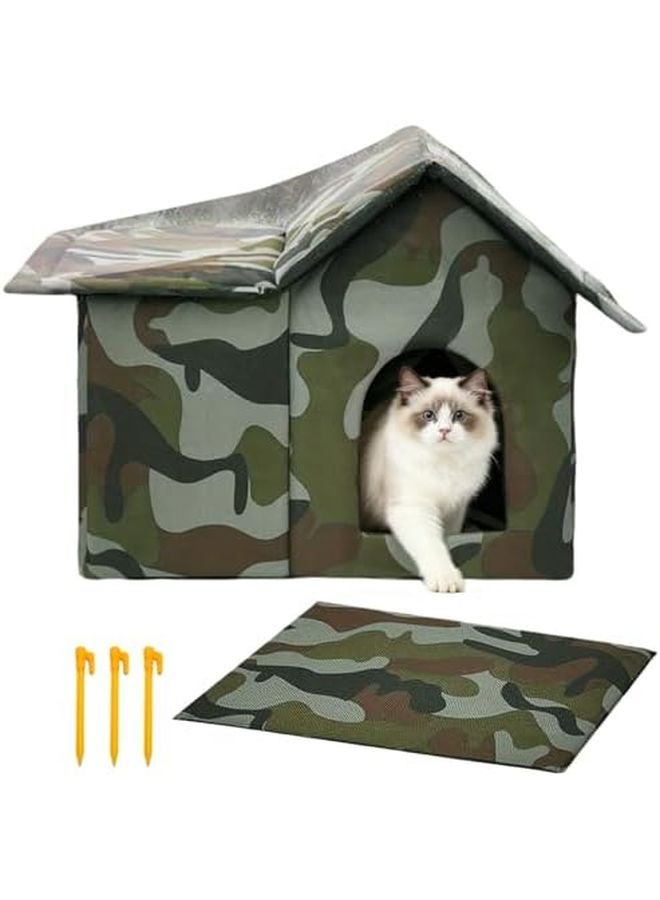 Insulated Outdoor Cat House with Cushion Winter Thermal Shelter for Patio Garden - Image 1