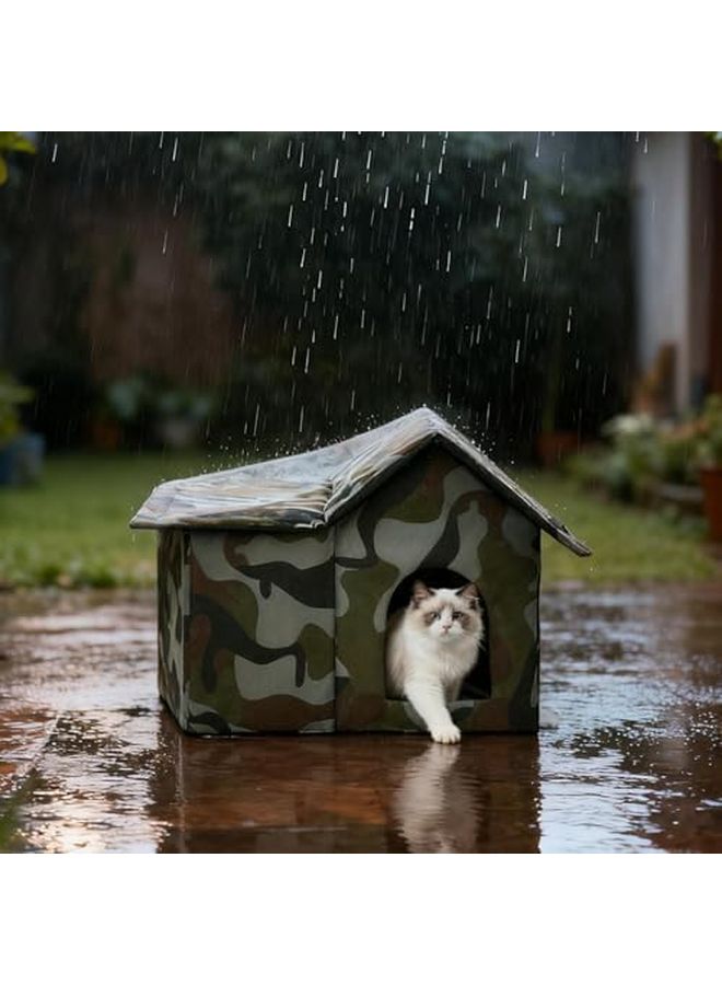 Insulated Outdoor Cat House with Cushion Winter Thermal Shelter for Patio Garden - Image 4