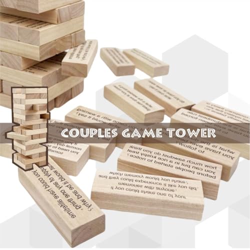 Qkansiw Valentines Day Tumbling Tower Game Couples Questions Game Date Night Party Interactive Lovers Pledge Toys for Home or Travel - Image 3
