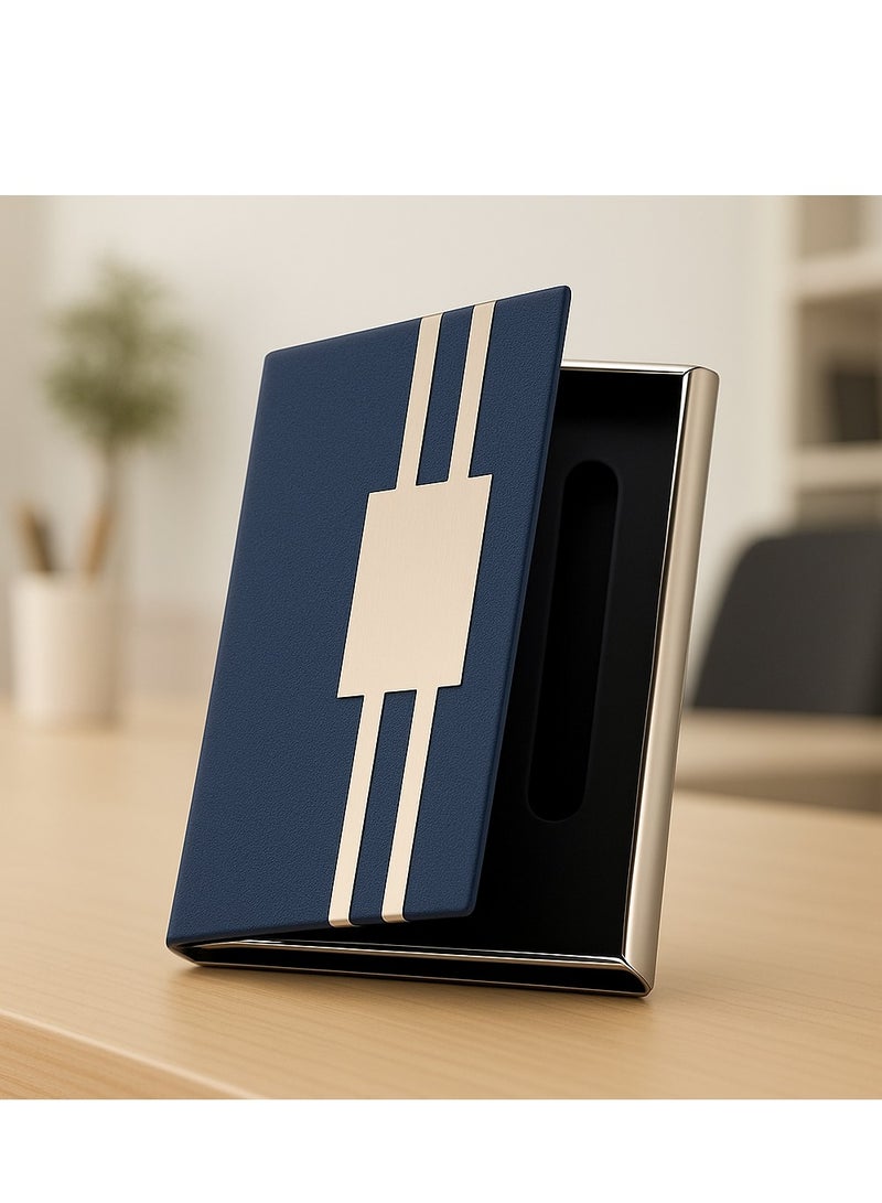 zoba محفظة كروت ألومنيوم بتصميم عصري – حماية RFID لحفظ البطاقات البنكية والشخصية- ازرق غامق  - Image 1