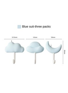 Y&D 3PCS Simple Hook Strong Adhesive Wall Hanging Wall Seamless Bearing Bathroom Kitchen Hook Paste Hook-Nebula Hook-Blue Three Pack  - Image 1