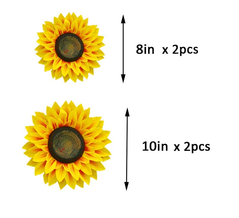 Ulfanit 3D Sunflower Wall Decals - 4pcs in 8inch & 10inch Lifelike Removable Art DIY Sunflower Decor for Kindergarten, Birthday Party, Home, Girl's Room - Image 2