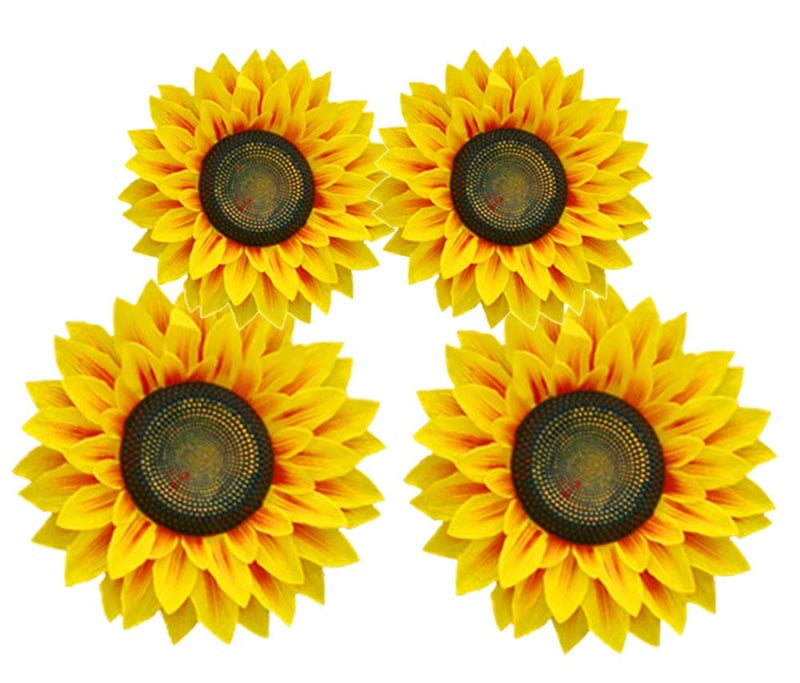 Ulfanit 3D Sunflower Wall Decals - 4pcs in 8inch & 10inch Lifelike Removable Art DIY Sunflower Decor for Kindergarten, Birthday Party, Home, Girl's Room - Image 1