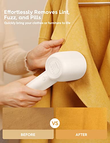 VASSON Fabric Shaver, Electric Lint Remover Rechargeable, Lint Shaver, Sweater Shavers to Remove Pilling, Sweater Defuzzer, Depillers for Clothes, Furniture (Ivory White) - Image 2