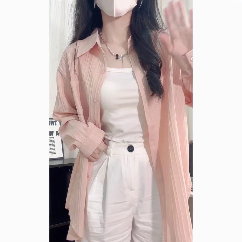 [Imitation Cotton] 2023 Summer Hollow Back Shirt Womens Design Sense Fashion Casual Western Style Top 337#pink