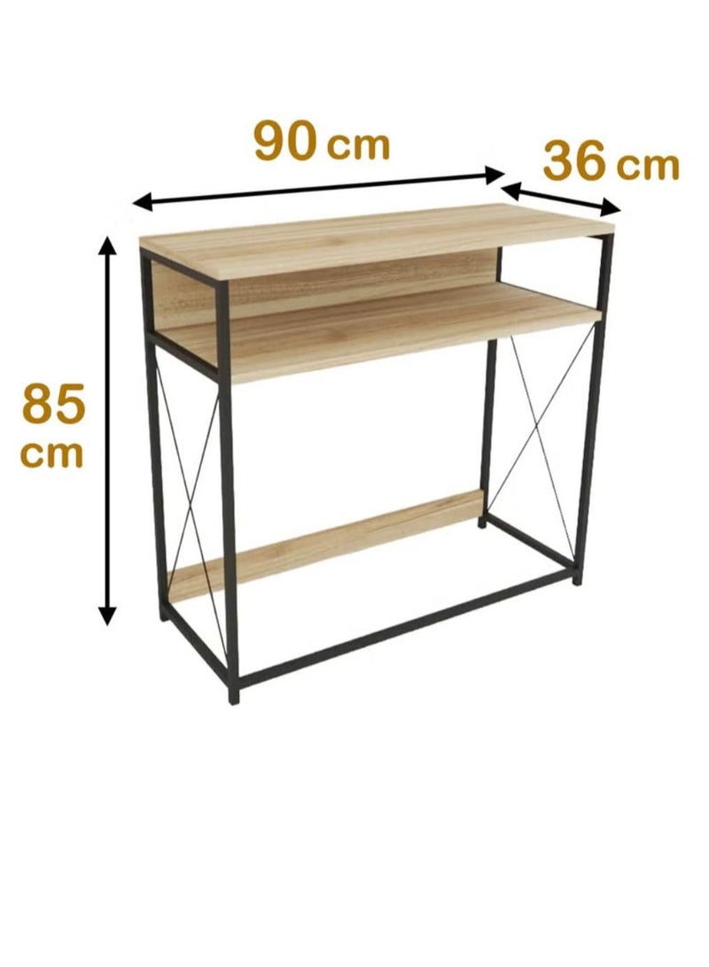 AGD Console side entrance table, to organize and store your needs, coffee corner table - wood - brown/black - Image 2