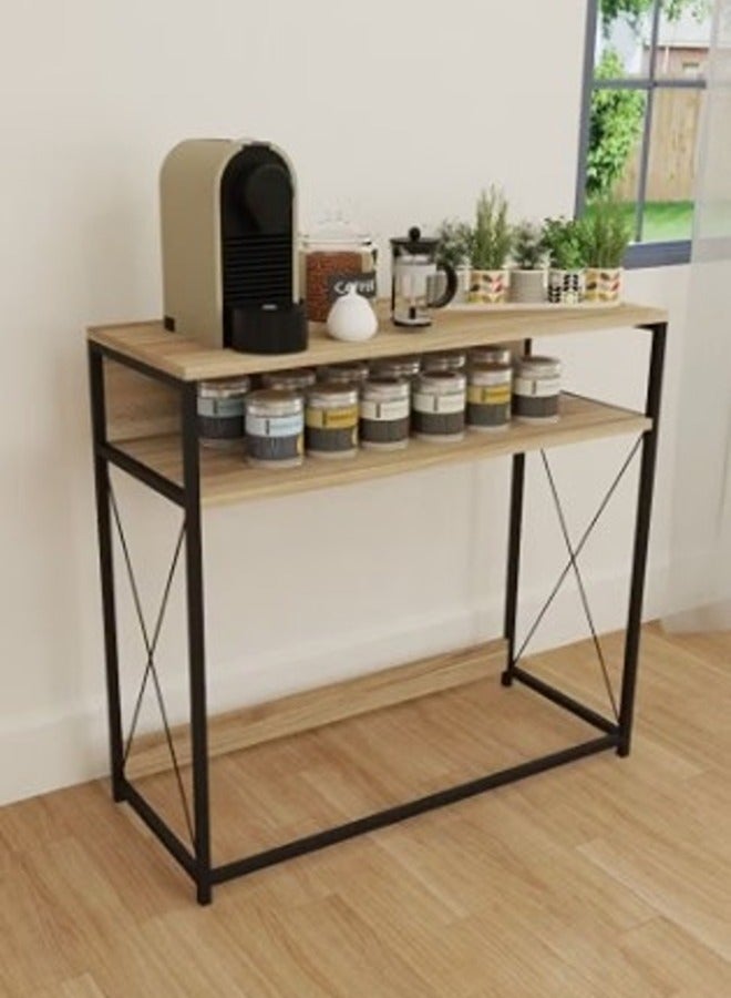 AGD Console side entrance table, to organize and store your needs, coffee corner table - wood - brown/black - Image 1