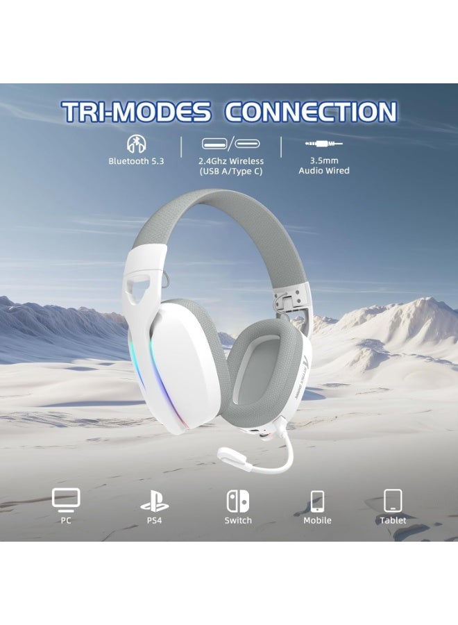 ATTACK SHARK L90 Wireless Gaming Headset Bluetooth 5.3 2.4GHz 3.5mm Wired 7.1 Surround Sound Noise Cancelling Mic RGB Foldable Over Ear Headphones for PC PS5 Mobile - Image 2