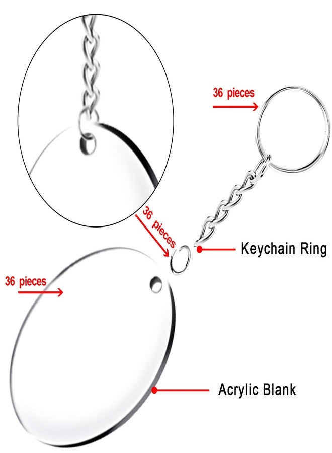 Duufin 108 Pieces Acrylic Keychain Blanks with Key Chain Rings 2 Inch Acrylic Round Ornament Blanks with Hole Clear Acrylic Circle Disc Blank for DIY Projects and Crafts - Image 3