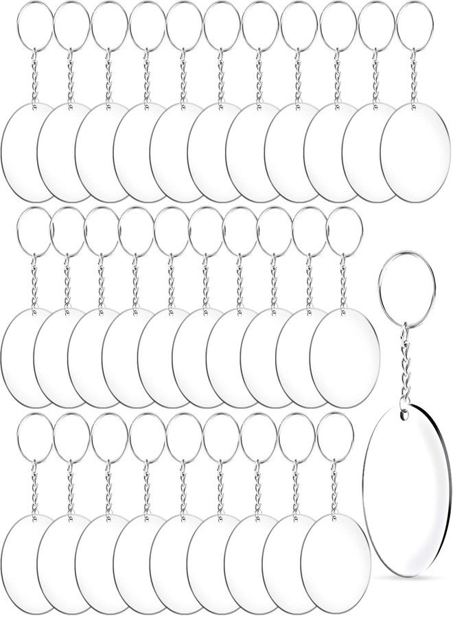 Duufin 108 Pieces Acrylic Keychain Blanks with Key Chain Rings 2 Inch Acrylic Round Ornament Blanks with Hole Clear Acrylic Circle Disc Blank for DIY Projects and Crafts - Image 1