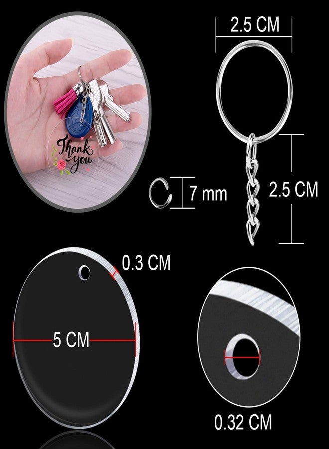 Duufin 108 Pieces Acrylic Keychain Blanks with Key Chain Rings 2 Inch Acrylic Round Ornament Blanks with Hole Clear Acrylic Circle Disc Blank for DIY Projects and Crafts - Image 2