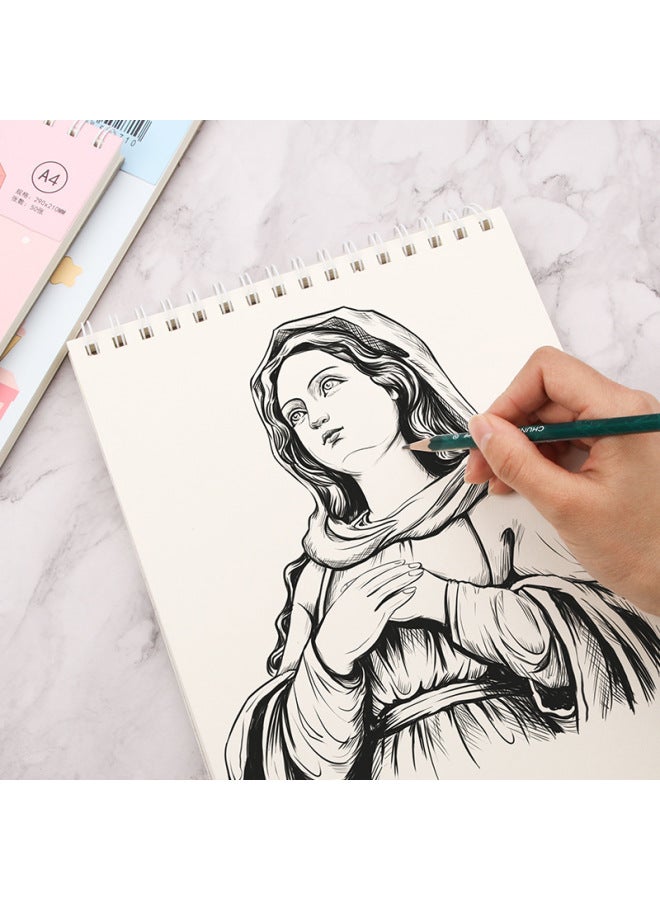 Fiber Sketchbook A4 Thickeneded Art Student Blank Picture Book Hand-painted Colored Lead Drawing Paper Painting Adult Kidsren Sketch Paper - Image 3