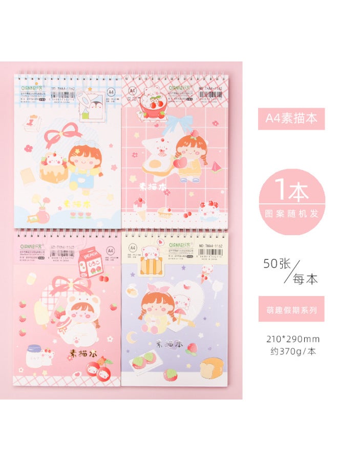 Fiber Sketchbook A4 Thickeneded Art Student Blank Picture Book Hand-painted Colored Lead Drawing Paper Painting Adult Kidsren Sketch Paper - Image 1