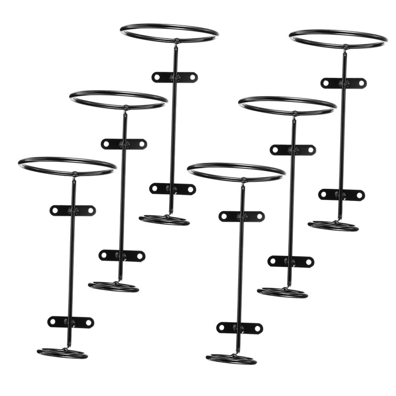 6Pcs Black Downward Wine Bottle Rack Wall Mounted Space Saving Storage Holder - Image 2