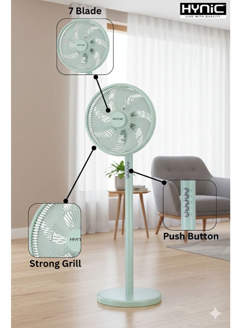 Hynic 12" Stand Fan | 7-Blade Leaf High Velocity Pedestal Fan with 4-Speed Control | Super Silent Operation | Adjustable Pitch Angle and Oscillating Function - Image 5