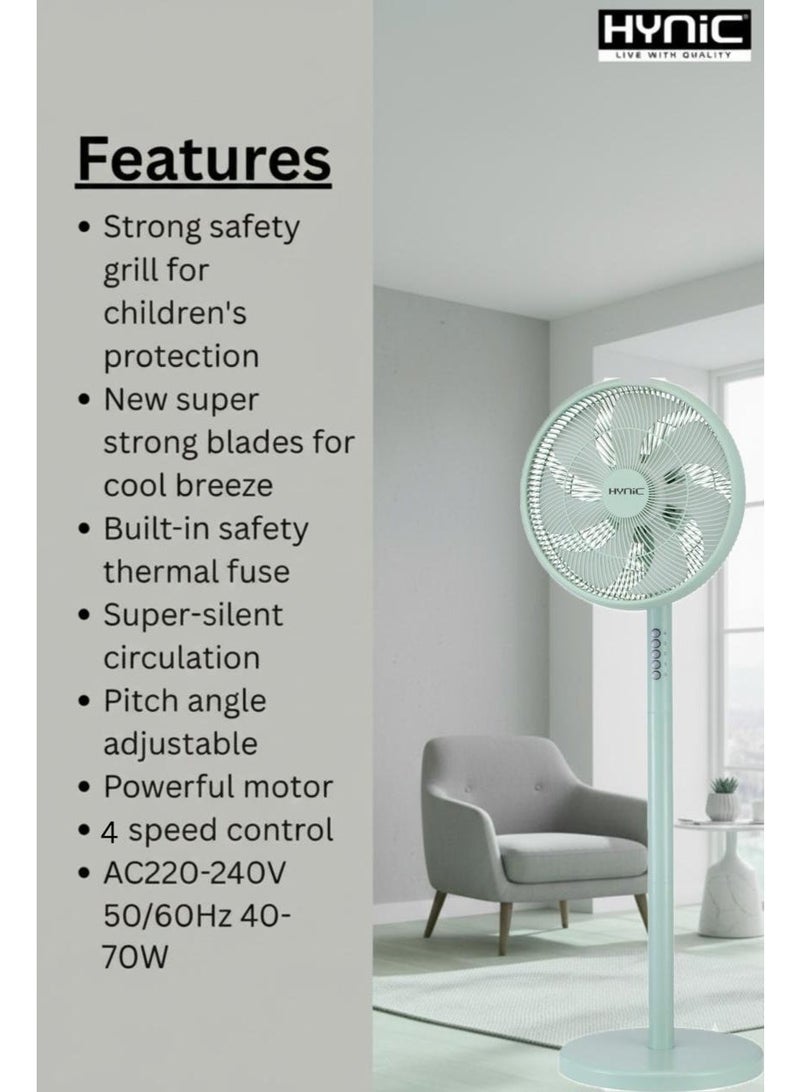 Hynic 12" Stand Fan | 7-Blade Leaf High Velocity Pedestal Fan with 4-Speed Control | Super Silent Operation | Adjustable Pitch Angle and Oscillating Function - Image 4