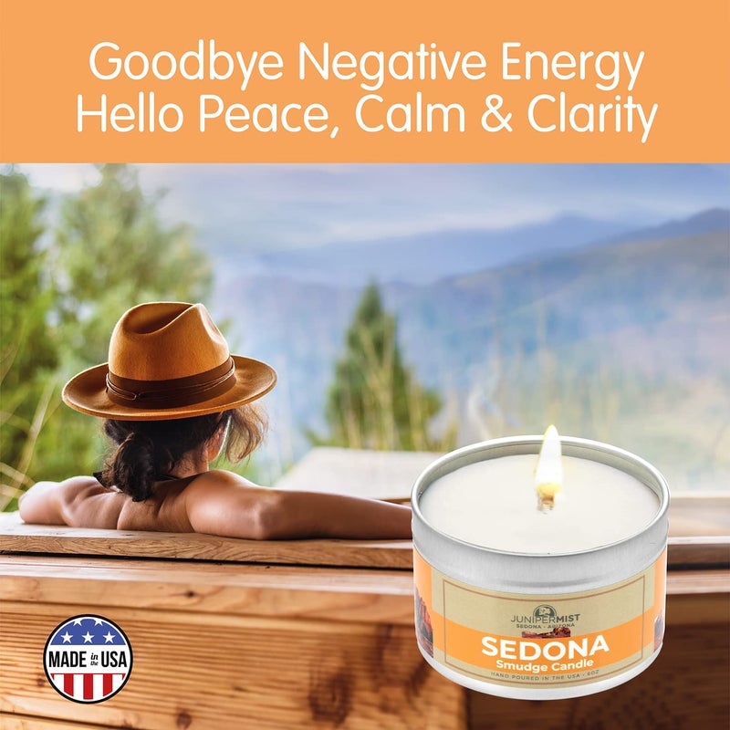 JUNIPERMIST Sedona Smudge Candle (6oz) Awaken The Spirit â€“ Energy Cleansing Candle for Meditation, Protection â€“ Soy Wax with Sage, Cedar & Sweetgrass â€“ Spiritual for Intention & Healing â€“ Made in The USA - Image 4