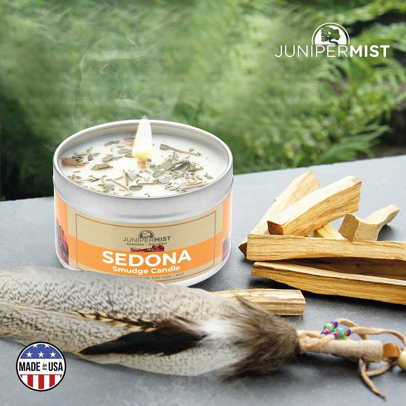 JUNIPERMIST Sedona Smudge Candle (6oz) Awaken The Spirit â€“ Energy Cleansing Candle for Meditation, Protection â€“ Soy Wax with Sage, Cedar & Sweetgrass â€“ Spiritual for Intention & Healing â€“ Made in The USA - Image 5