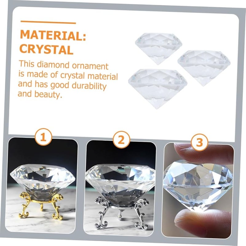 3Pcs Clear Crystal Diamond Decor Artificial Diamonds for Home Office Desk Decoration Photo Props - Image 3