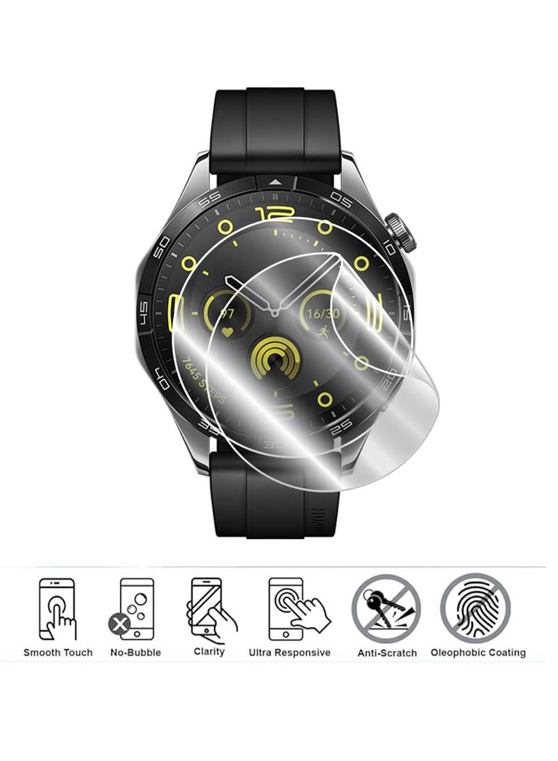 2 Pcs Huawei Watch GT 4 46mm Hydrogel Screen Protector Invisible HD Clear Film Anti Scratch Guard-Smooth/Bubble For Watch Protective Film TPU Hydrogel Film Anti Scratch Full Screen  - Image 2