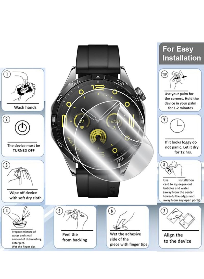 2 Pcs Huawei Watch GT 4 46mm Hydrogel Screen Protector Invisible HD Clear Film Anti Scratch Guard-Smooth/Bubble For Watch Protective Film TPU Hydrogel Film Anti Scratch Full Screen  - Image 5