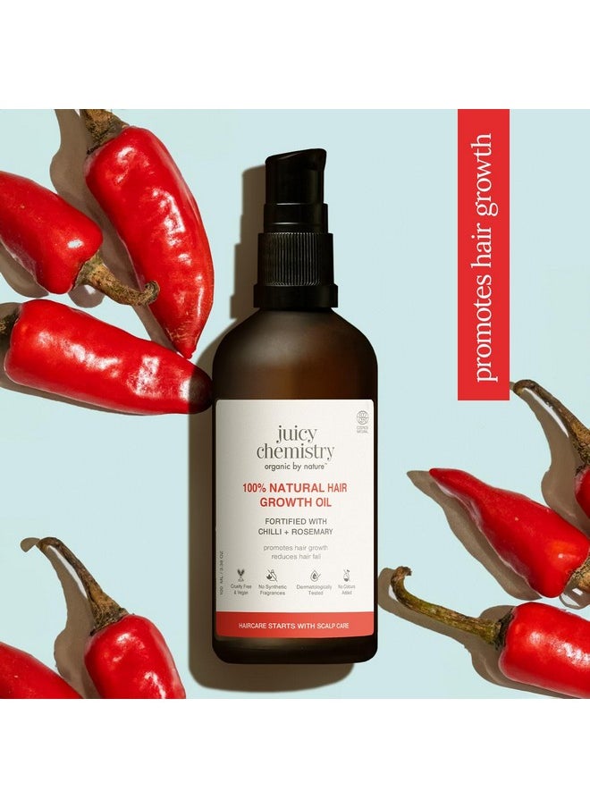 Juicy Chemistry Chilli, Horsetail & Blackseed Hair Oil, 100 ml | Hair Growth Oil Enriched with Rosemary Oil & Kalonji Oil to Control Hair Fall | Clinically Proven Hair Growth Oil with Natural DHT Blockers for Men & Women | For Healthy Hair, Scalp Nourishment & Hair Growth | Dermatologically Tested - pzsku/Z74BC460E5B5CE80D89CBZ/45/_/1738306824/1fcb56f3-9fc0-4bad-b657-6129a7f2874b